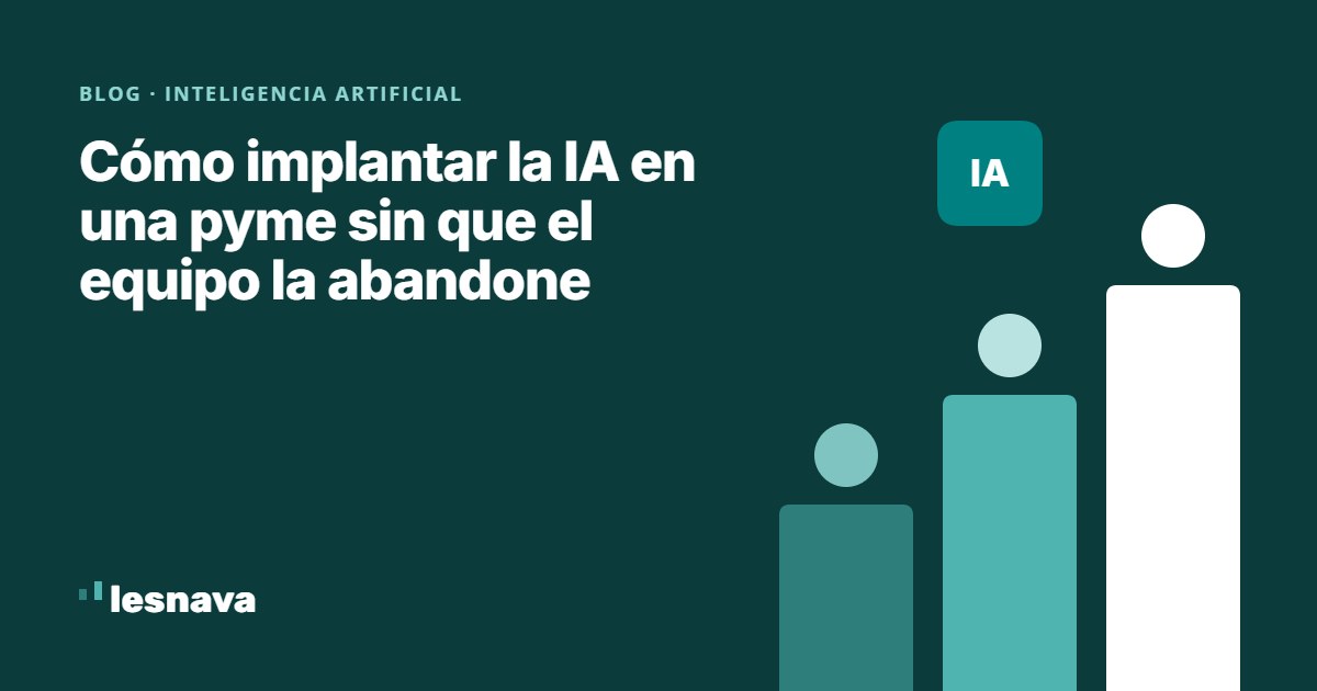 Ilustración de tres personas sobre barras crecientes que representan la implantación de IA en una pyme con el equipo